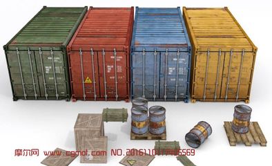 数字时代的工业积木 集装箱、木箱与油桶3D模型在现代场景中的应用与获取指南